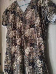 Patterned Brown Casual Dress