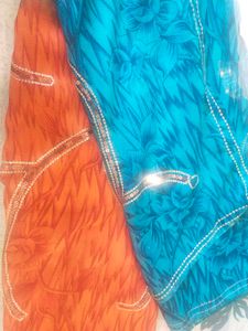 Synthetic Saree With Sequence Work