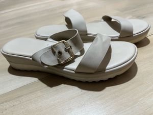 Cream Buckle Platform Sandals
