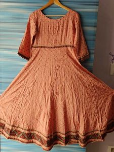 Peach Embellished Anarkali Kurti