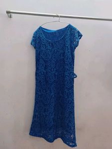 Blue Floral Lace Fabric