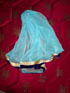 Teal &amp; Gold Embellished Anarkali Dress