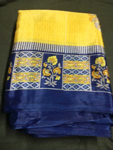 Yellow &amp; Blue Floral Saree