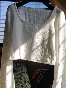 White Eyelet Crop Top