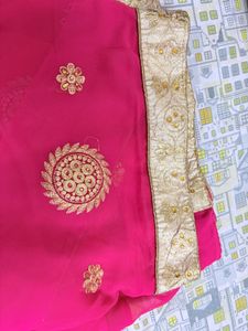 Pink Embroidered Saree