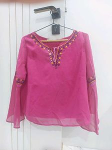 Pink Embroidered Top