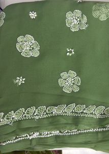 Unused Lukhnowi Work Saree