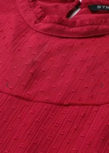 Women Red Self Design Fit and Flare Dress