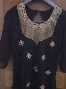 Elegant Brown &amp; Gold Embroidered Salwar Kameez