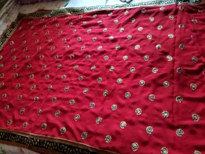 Bright Red Saree For Festivals