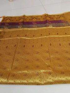 Tan With Meroon Semi Silk Saree ..