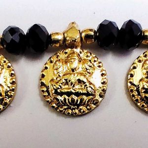 Lakshmi Gold Plated 9 Coins Black Bead Mangalsutra