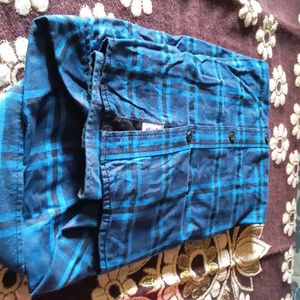 Blue and Black Plaid Button-Down Shirt