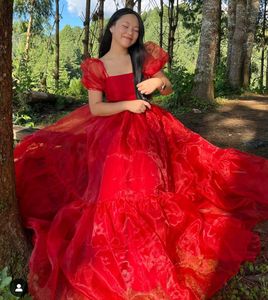 Customized Red Organza Princess Dress