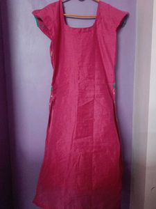 Pink Embroidered Kurti Pyjama With Dupatta