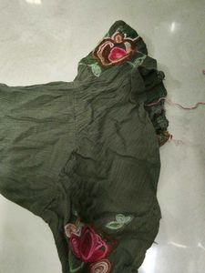 Embroidered Olive Green Top