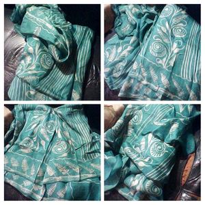 Teal Botanical Print Fabric