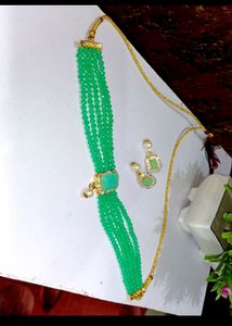 Green Necklace With Earrings