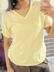 Pintresty Butter Yellow V-Neck Tee - L