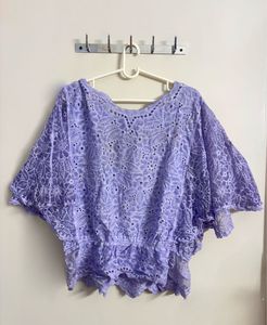 Lavender Eyelet Embroidered Top | 2XL–3XL