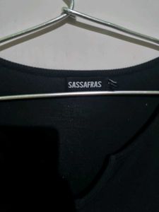 Sassafras Chic Black Cutout Sweetheart Neck Top