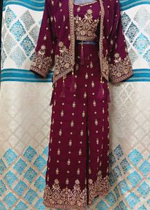 Burgundy Embroidered 3-Piece Set