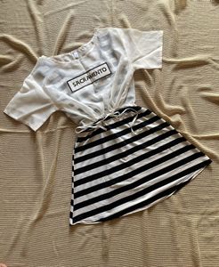 Stripped 2 Piece Korean Dress
