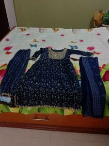 Pencil Pant With Anarkali Suit & Dupatta
