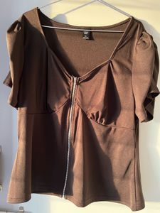 Black Zipper Front Top