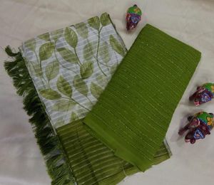 Elegant Green Cotton Dress Material