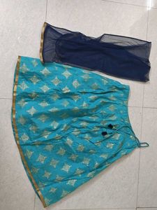 Teal & Gold Print Skirt Set