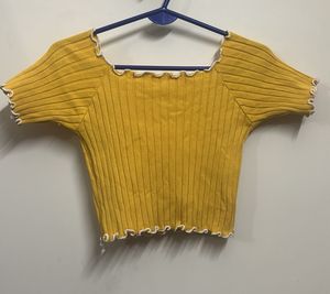Mustard Ribbed Crop Top