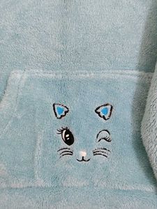 Cozy Blue Fuzzy Cat Hoodie