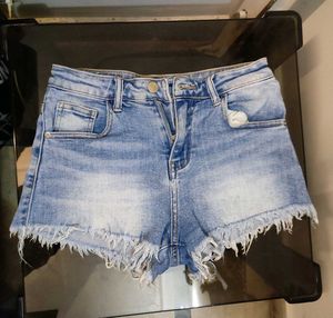 Denim Frayed Shorts