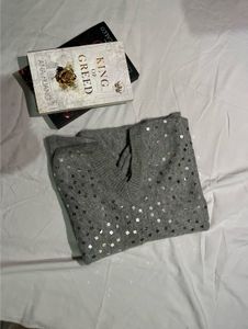 Grey Embellished Sweater