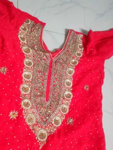 Red Embroidered Salwar Kameez Suit