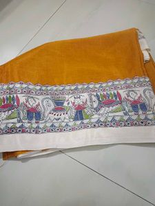Hand-Painted Tussar Silk Saree
