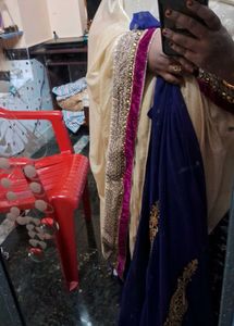 Elegant Blue &amp; Gold Embroidered Saree