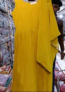 Mustard Embroidered Anarkali