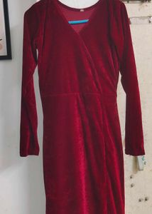 Elegant Red Velvet Dress