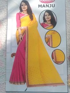 Never Used Two Colour Festival Wear Women Saree.