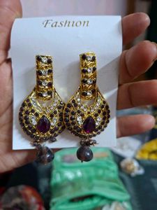 Stunning Gold &amp; Purple Statement Earrings