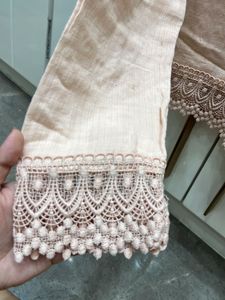 Peach Lace Trim Top