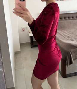 Maroon Velvet Party Dress, size S