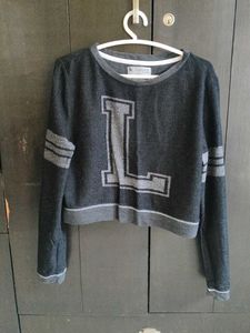 Grey Varsity Crop Top
