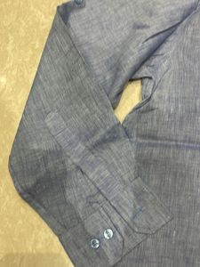 Blue Linen Button-Up Shirt Cum Kurta