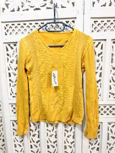 🎀New With Tag Mustard Cable Knit Sweater ()
