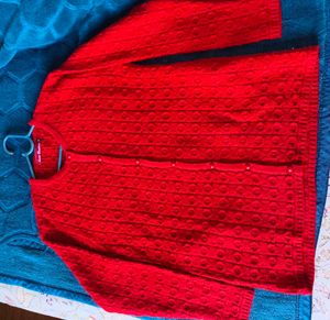 Red Knit Cardigan