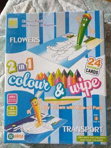 Ekta 2-in-1 Colour & Wipe Cards Flowers 🌸