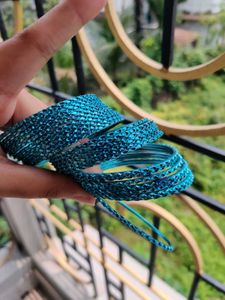 Set Of 24 Shinny Blue Bangles